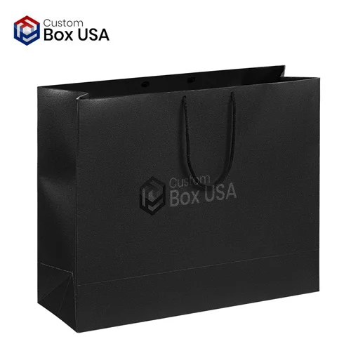 black paper bags with handles