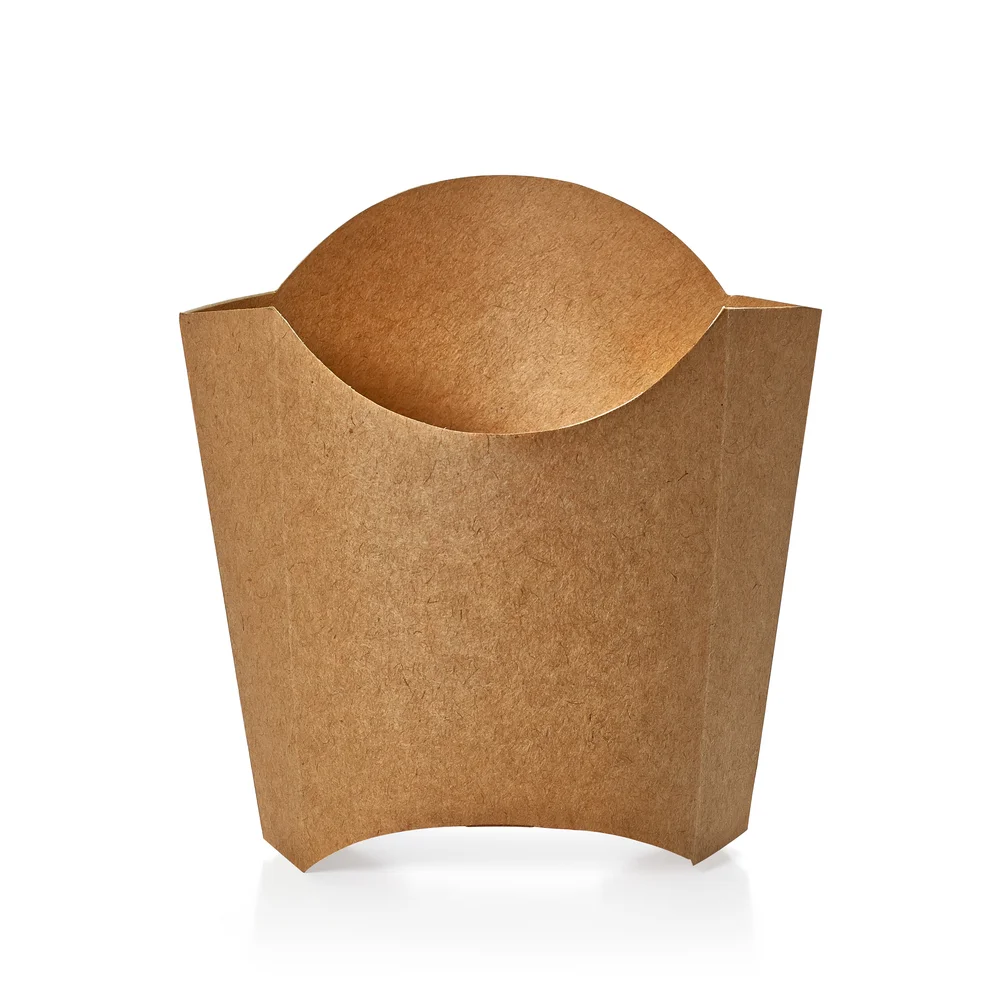 Blank kraft or craft paper cardboard fry box